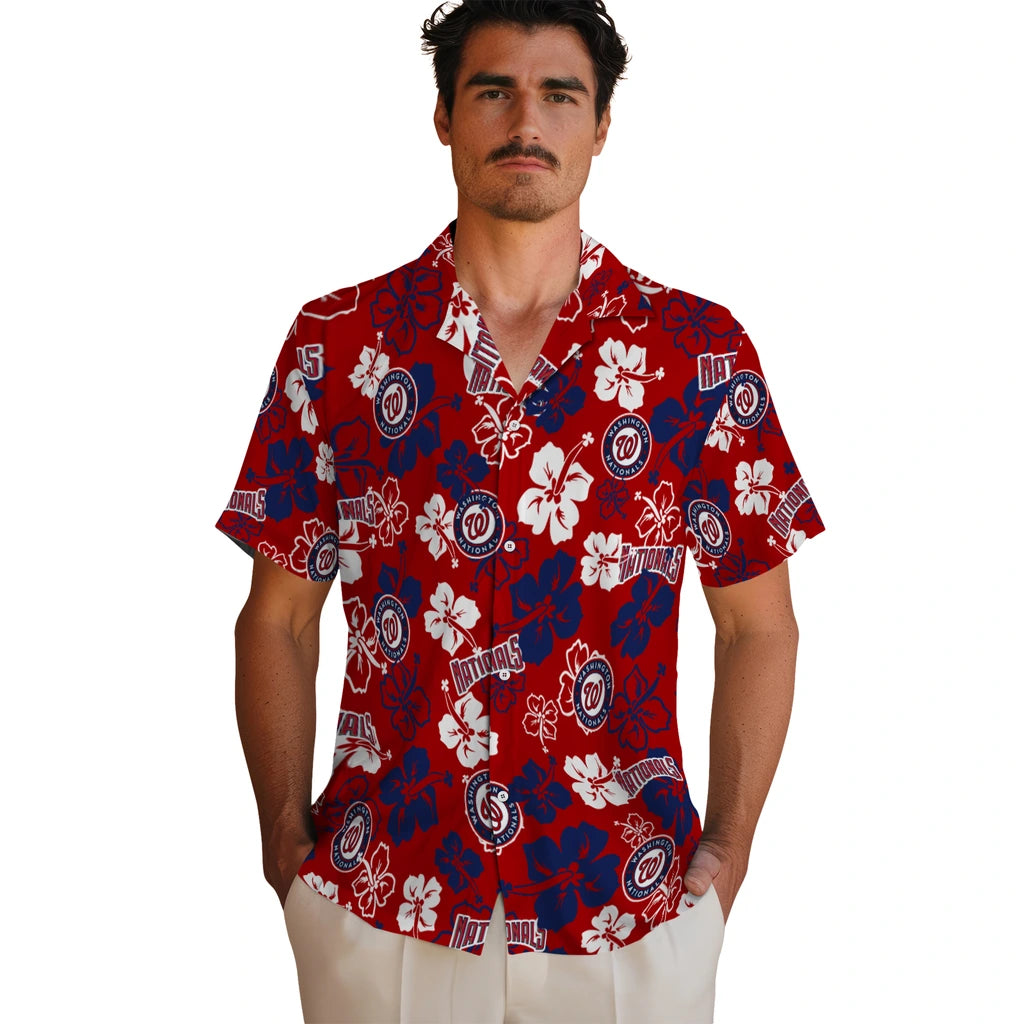 Washington Nationals Hawaiian Shirt - Hibiscus Flower Design | Moonbestprint