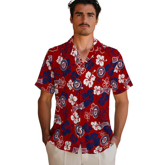 Washington Nationals Hawaiian Shirt - Hibiscus Flower Design | Moonbestprint