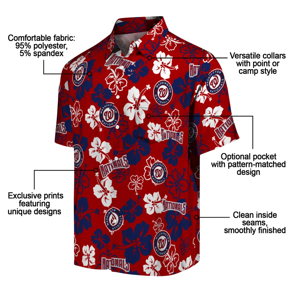 Washington Nationals Hawaiian Shirt - Hibiscus Flower Design | Moonbestprint