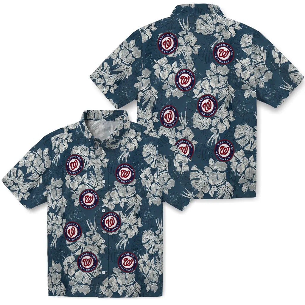 Washington Nationals Hawaiian Shirt - Hibiscus Flowers | Moonbestprint