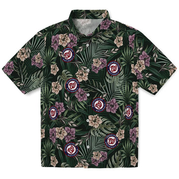 Washington Nationals Hawaiian Shirt - Hibiscus Leaves Pattern | Moonbestprint