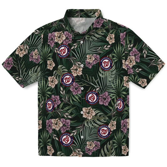 Washington Nationals Hawaiian Shirt - Hibiscus Leaves Pattern | Moonbestprint