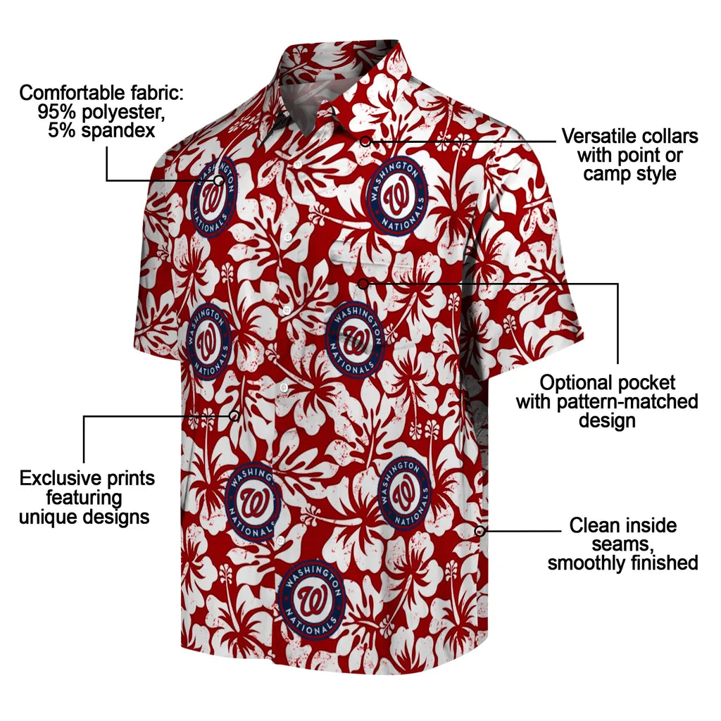 Washington Nationals Hawaiian Shirt - Hibiscus Motif | Moonbestprint
