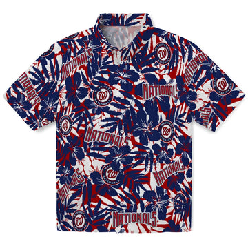 Washington Nationals Hawaiian Shirt - Hibiscus Overlay | Moonbestprint