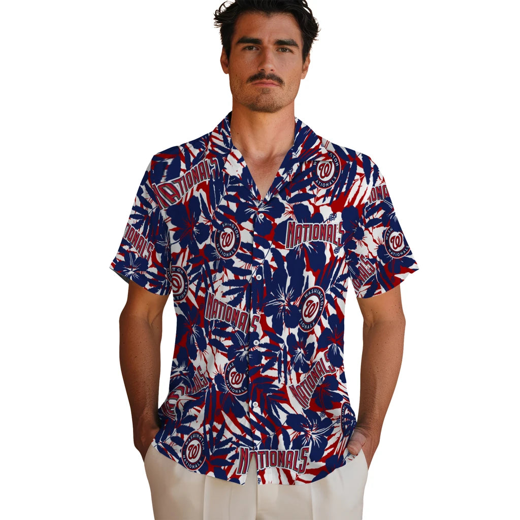 Washington Nationals Hawaiian Shirt - Hibiscus Overlay | Moonbestprint