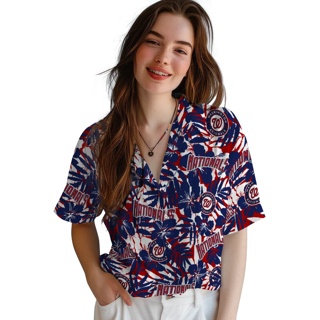 Washington Nationals Hawaiian Shirt - Hibiscus Overlay | Moonbestprint