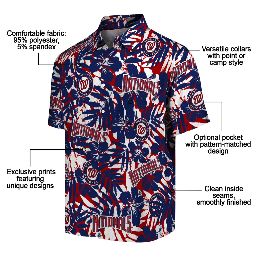 Washington Nationals Hawaiian Shirt - Hibiscus Overlay | Moonbestprint