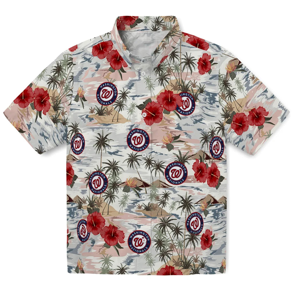 Washington Nationals Hawaiian Shirt - Hibiscus Seaside | Moonbestprint