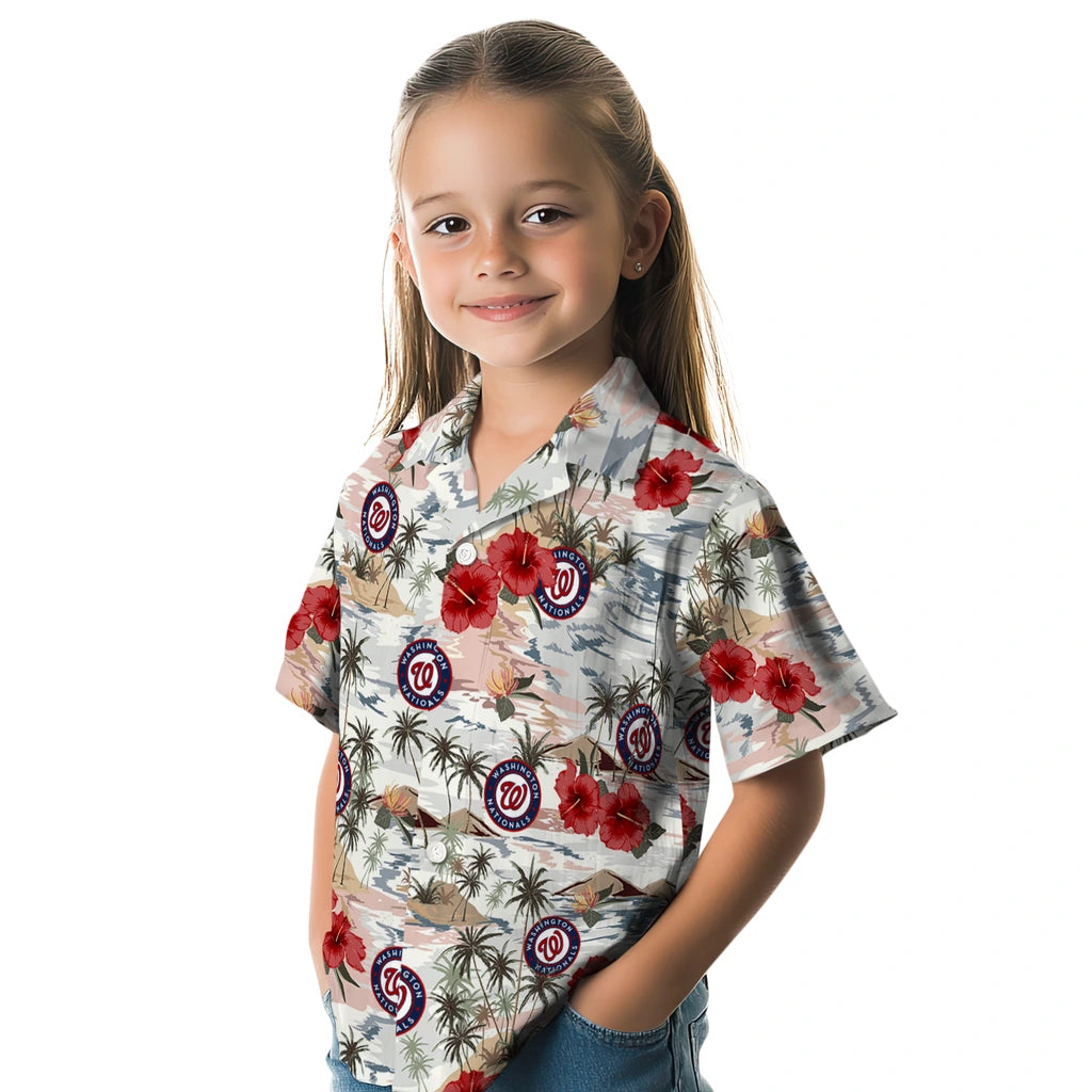 Washington Nationals Hawaiian Shirt - Hibiscus Seaside | Moonbestprint