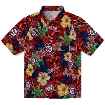 Washington Nationals Hawaiian Shirt - Hibiscus Tiki Jungle | Moonbestprint