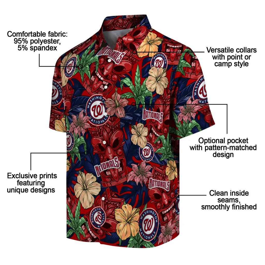 Washington Nationals Hawaiian Shirt - Hibiscus Tiki Jungle | Moonbestprint