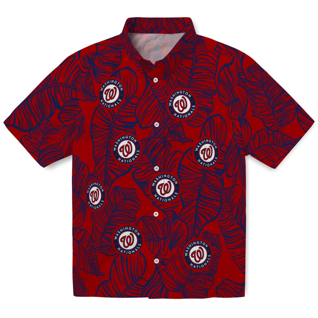 Washington Nationals Hawaiian Shirt - Leaf Outline | Moonbestprint