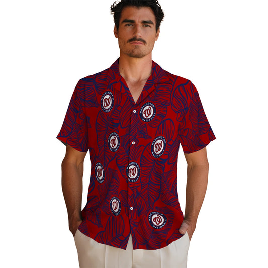 Washington Nationals Hawaiian Shirt - Leaf Outline | Moonbestprint