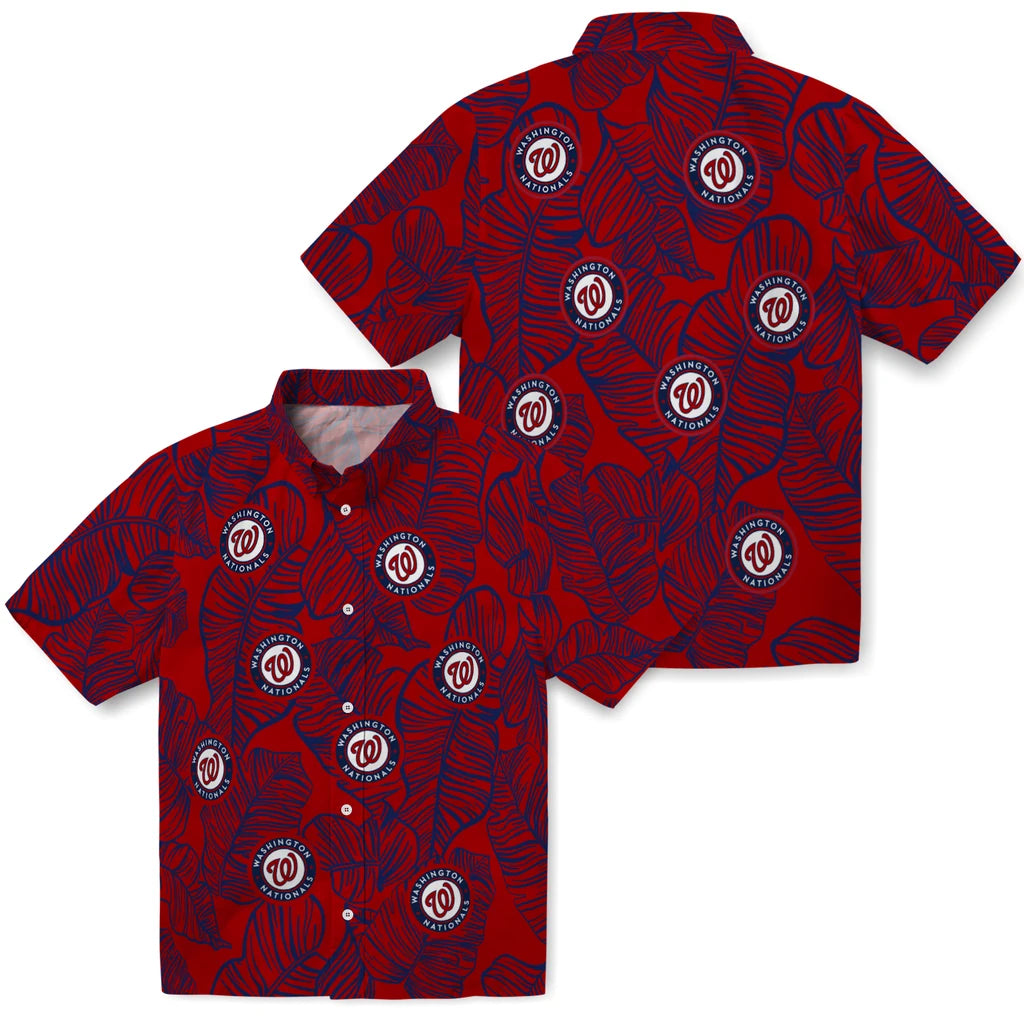 Washington Nationals Hawaiian Shirt - Leaf Outline | Moonbestprint