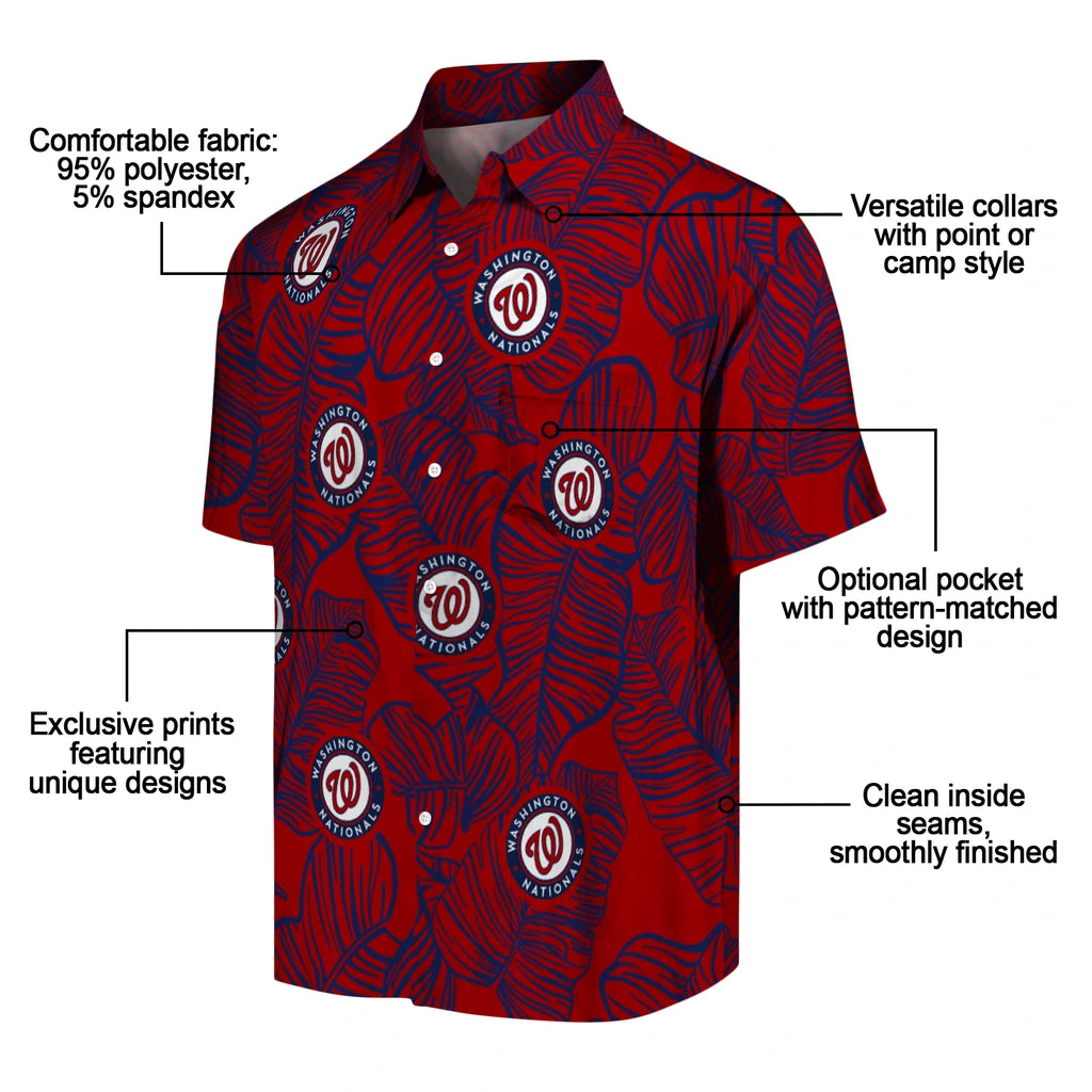 Washington Nationals Hawaiian Shirt - Leaf Outline | Moonbestprint