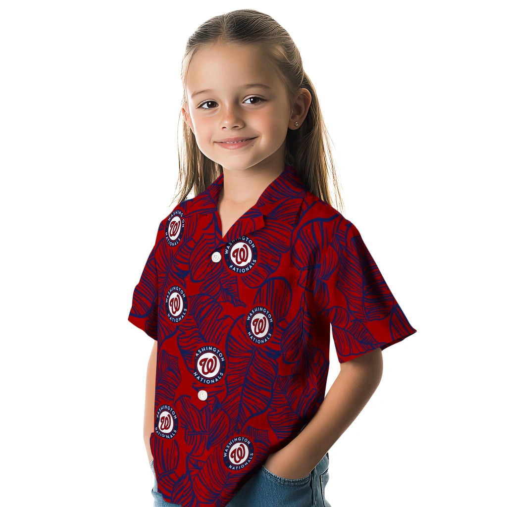 Washington Nationals Hawaiian Shirt - Leaf Outline | Moonbestprint