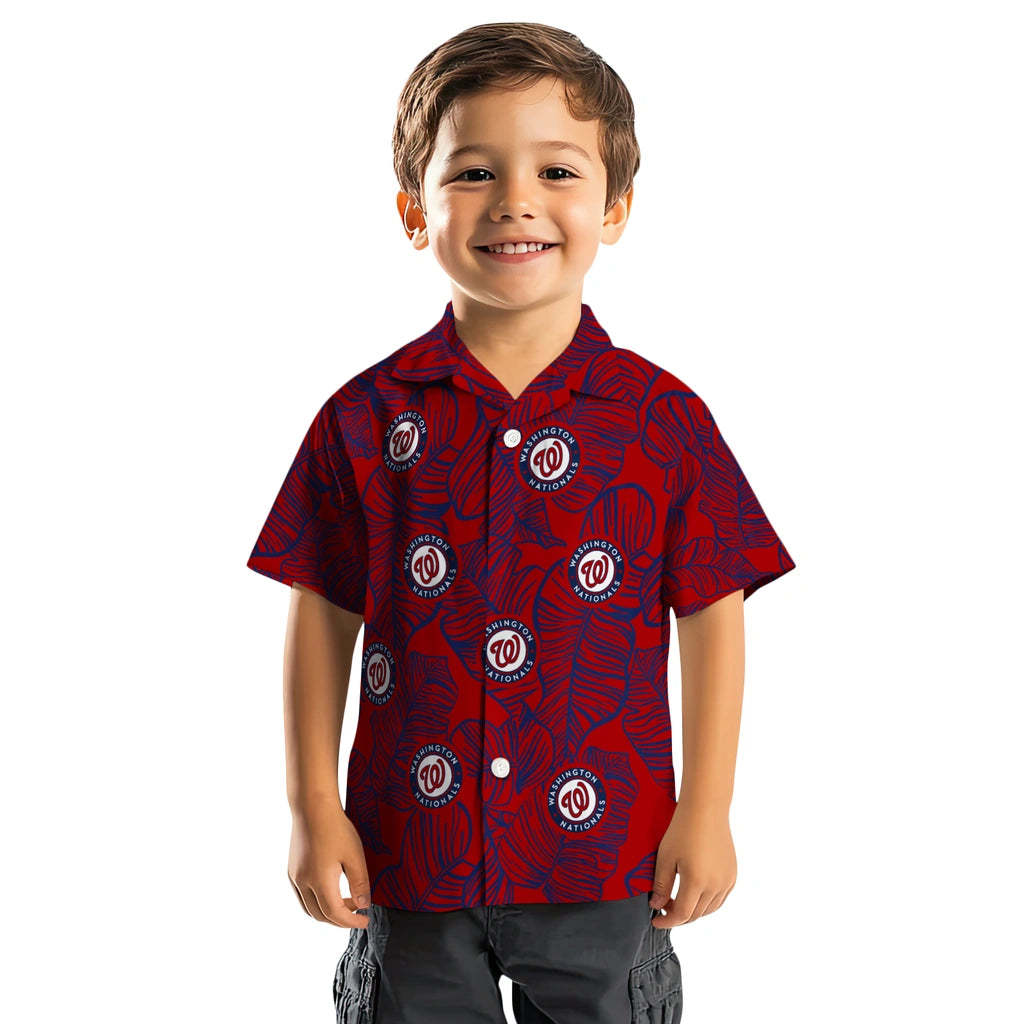 Washington Nationals Hawaiian Shirt - Leaf Outline | Moonbestprint