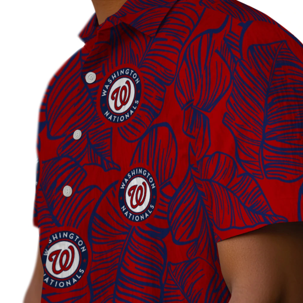 Washington Nationals Hawaiian Shirt - Leaf Outline | Moonbestprint