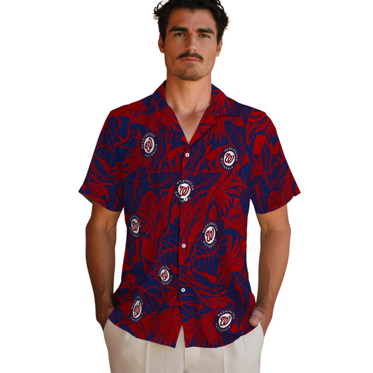 Washington Nationals Hawaiian Shirt - Monstera Layer | Moonbestprint