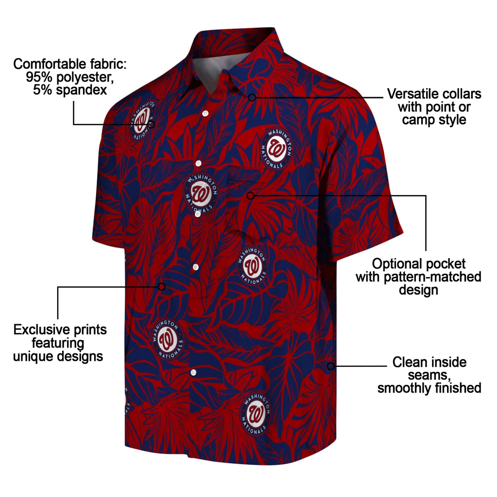 Washington Nationals Hawaiian Shirt - Monstera Layer | Moonbestprint