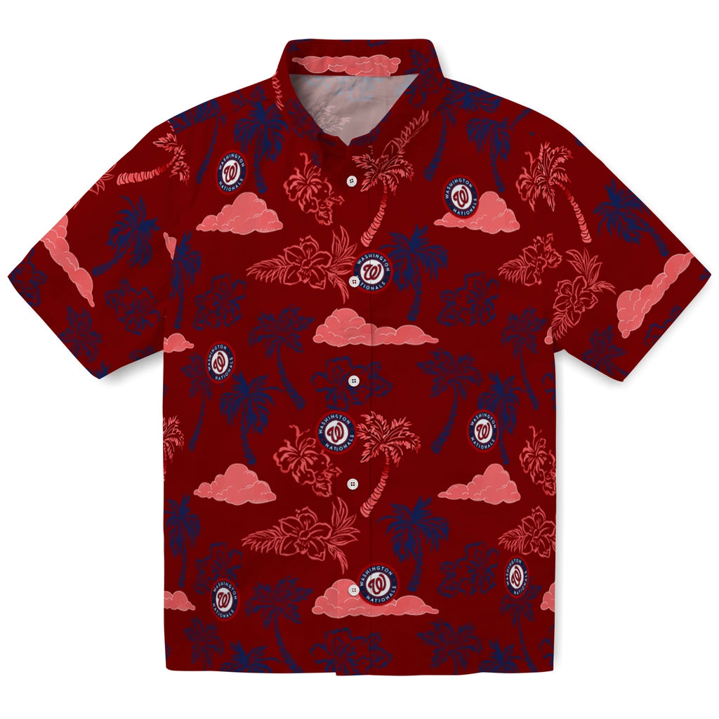 Washington Nationals Hawaiian Shirt - Palm And Clouds | Moonbestprint