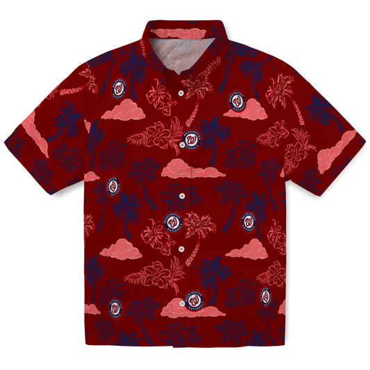 Washington Nationals Hawaiian Shirt - Palm And Clouds | Moonbestprint