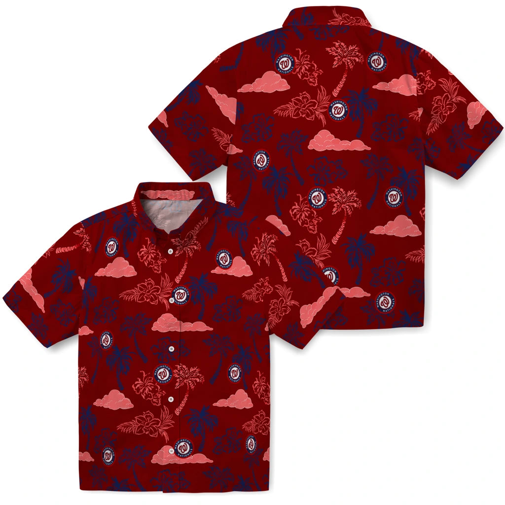 Washington Nationals Hawaiian Shirt - Palm And Clouds | Moonbestprint