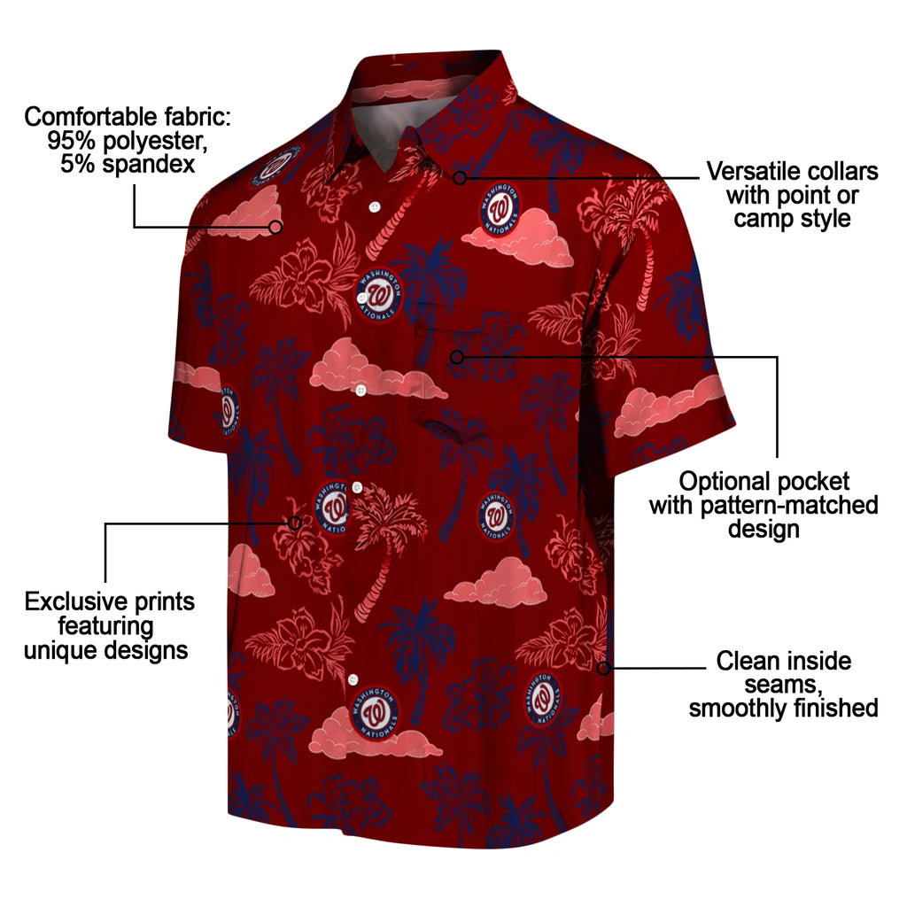 Washington Nationals Hawaiian Shirt - Palm And Clouds | Moonbestprint