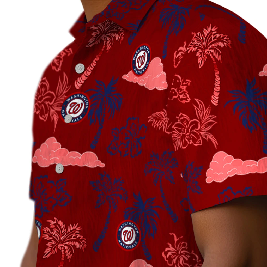 Washington Nationals Hawaiian Shirt - Palm And Clouds | Moonbestprint