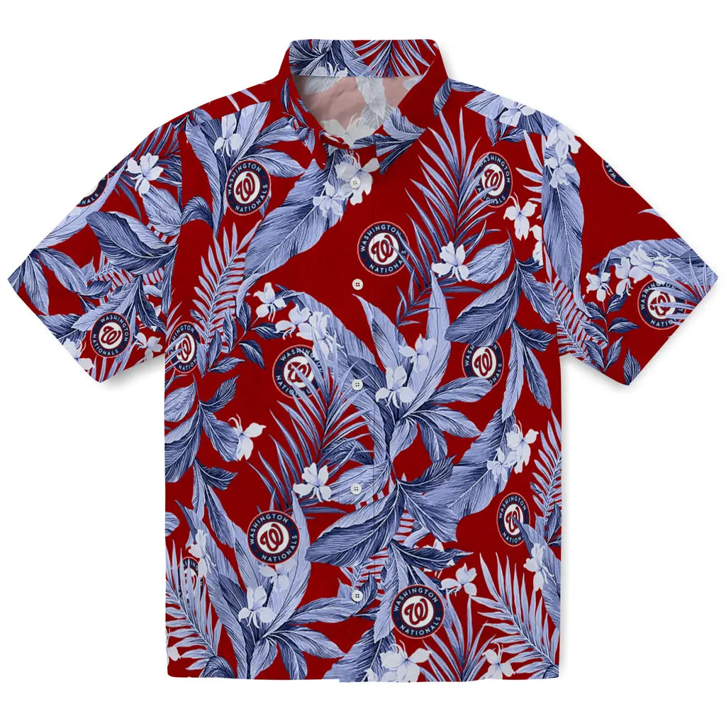 Washington Nationals Hawaiian Shirt - Palm Leaves | Moonbestprint