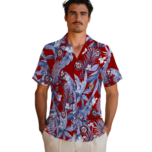 Washington Nationals Hawaiian Shirt - Palm Leaves | Moonbestprint