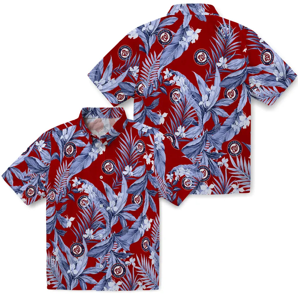 Washington Nationals Hawaiian Shirt - Palm Leaves | Moonbestprint