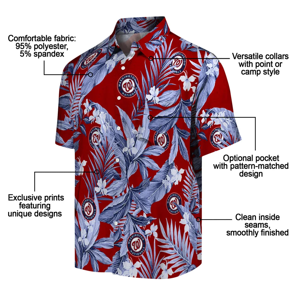 Washington Nationals Hawaiian Shirt - Palm Leaves | Moonbestprint