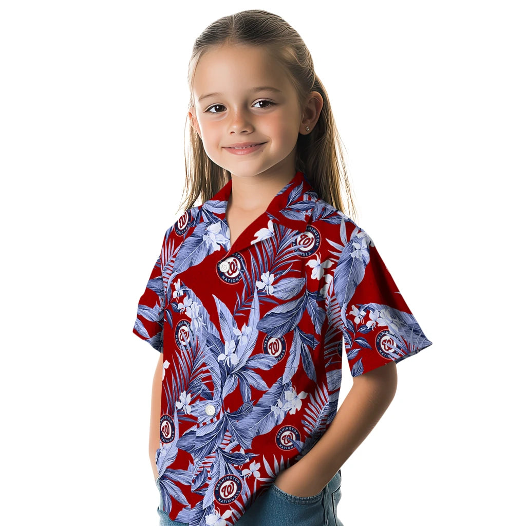 Washington Nationals Hawaiian Shirt - Palm Leaves | Moonbestprint