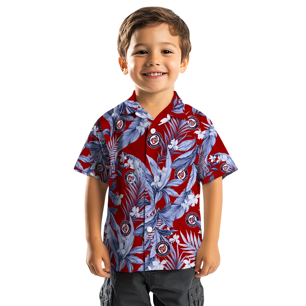Washington Nationals Hawaiian Shirt - Palm Leaves | Moonbestprint