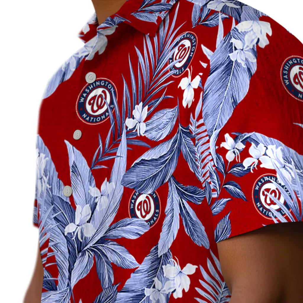 Washington Nationals Hawaiian Shirt - Palm Leaves | Moonbestprint