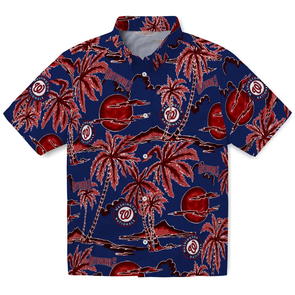 Washington Nationals Hawaiian Shirt - Palm Sunset | Moonbestprint
