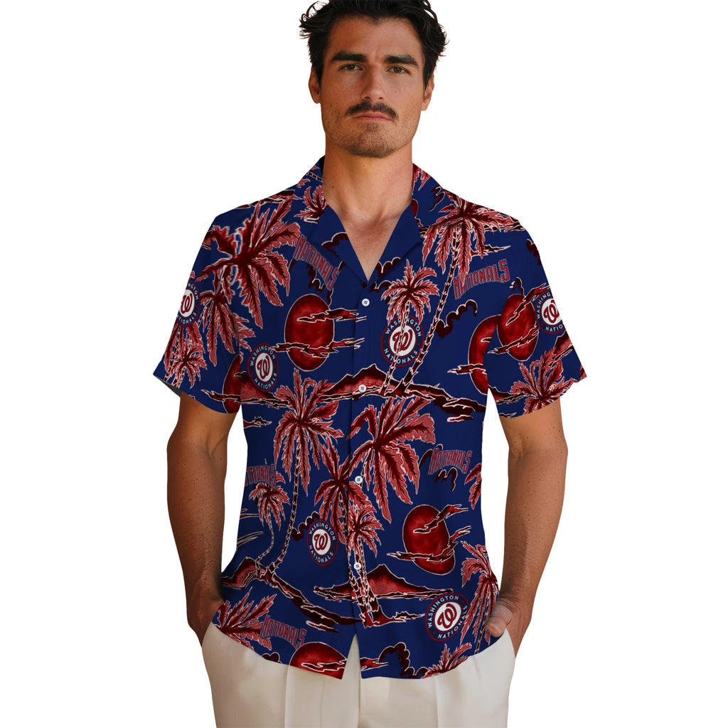 Washington Nationals Hawaiian Shirt - Palm Sunset | Moonbestprint