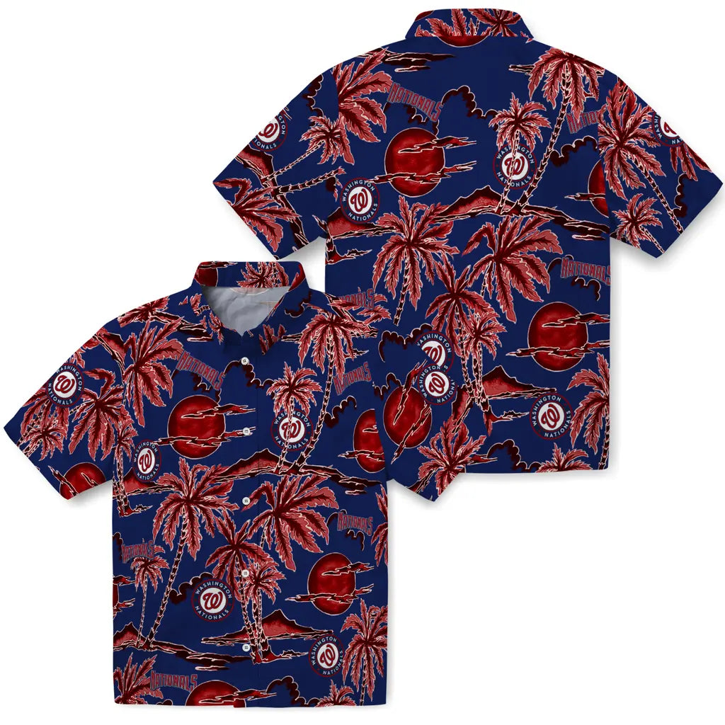 Washington Nationals Hawaiian Shirt - Palm Sunset | Moonbestprint