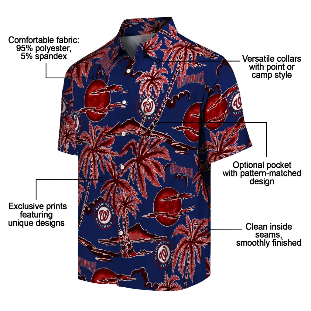 Washington Nationals Hawaiian Shirt - Palm Sunset | Moonbestprint