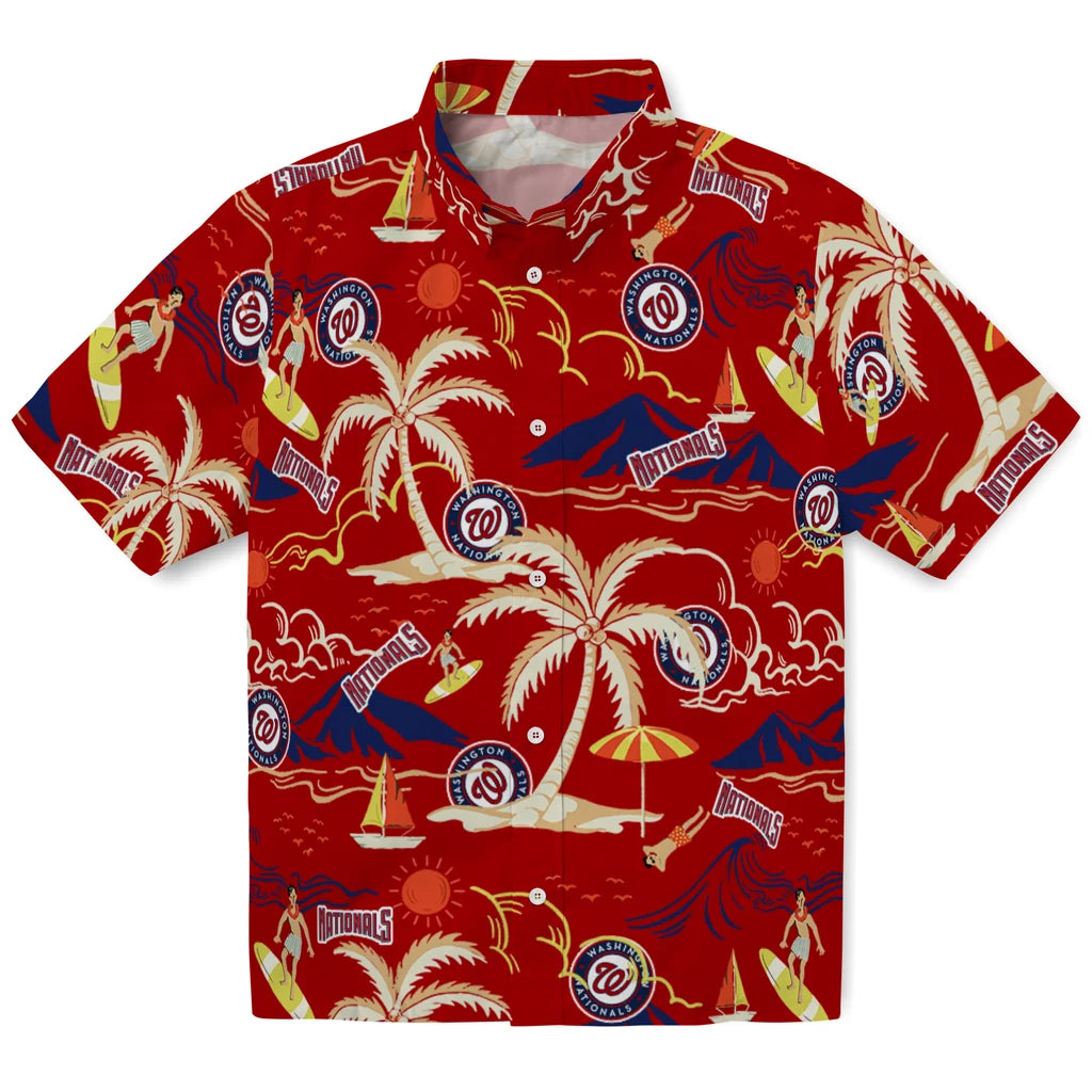 Washington Nationals Hawaiian Shirt - Palm Tree Island | Moonbestprint