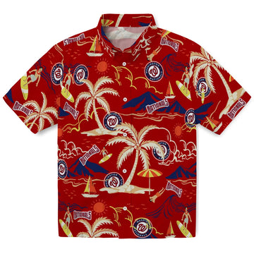 Washington Nationals Hawaiian Shirt - Palm Tree Island | Moonbestprint