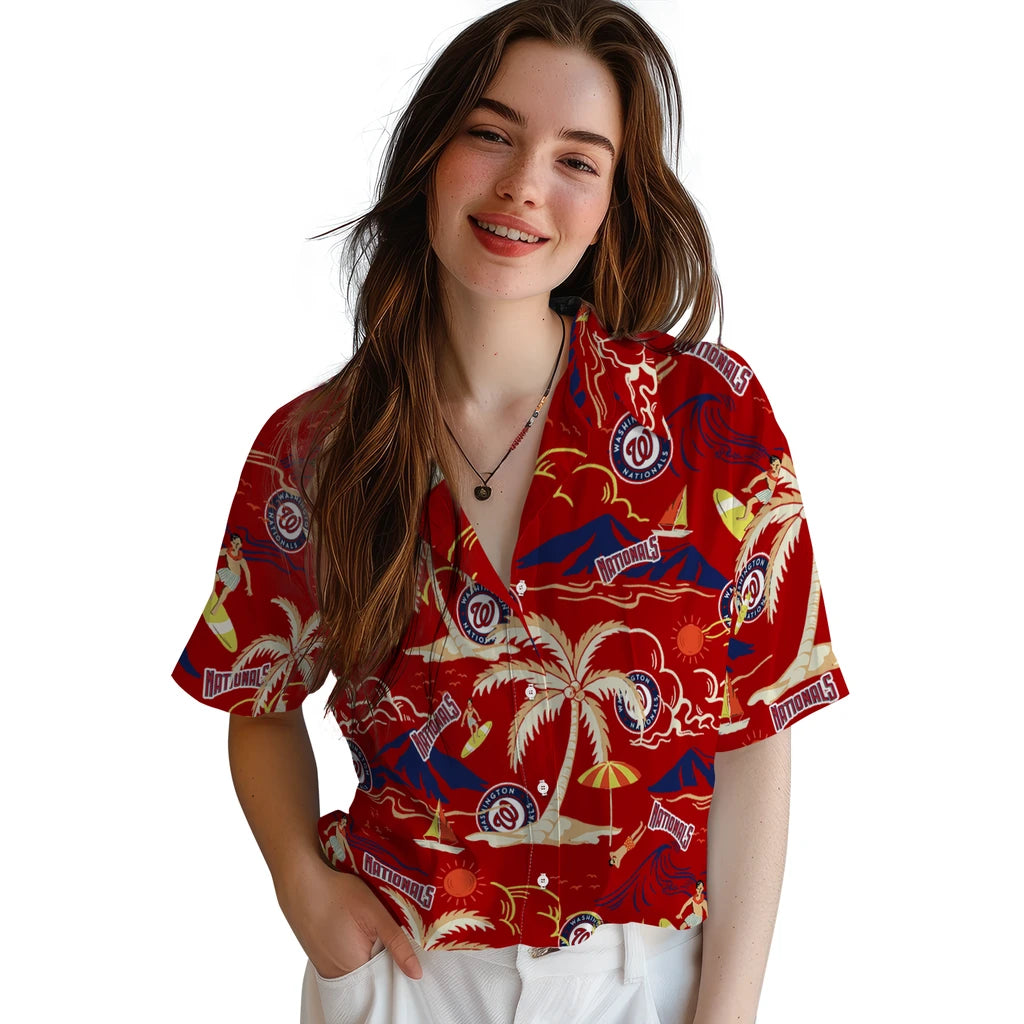 Washington Nationals Hawaiian Shirt - Palm Tree Island | Moonbestprint