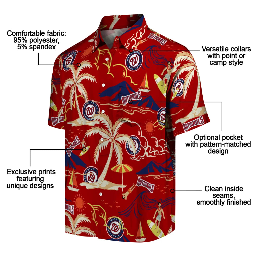 Washington Nationals Hawaiian Shirt - Palm Tree Island | Moonbestprint