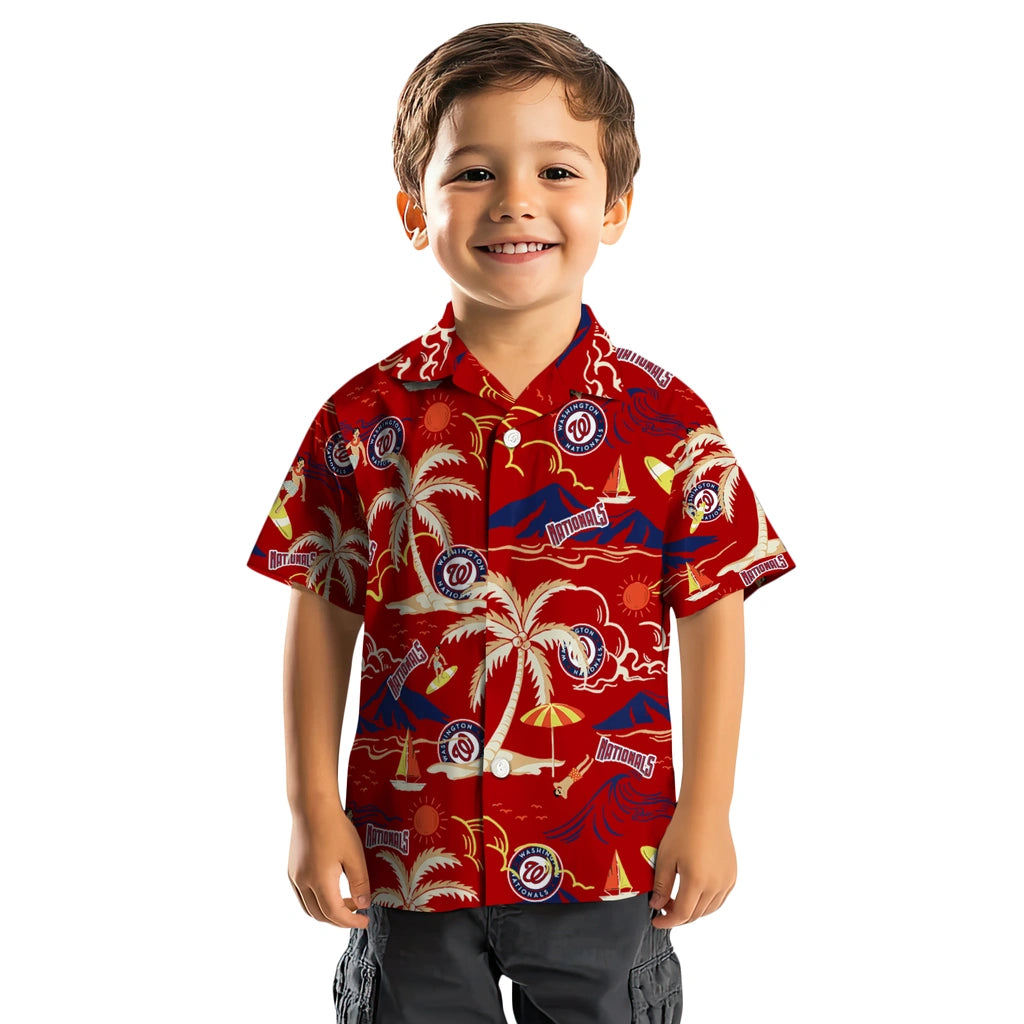 Washington Nationals Hawaiian Shirt - Palm Tree Island | Moonbestprint