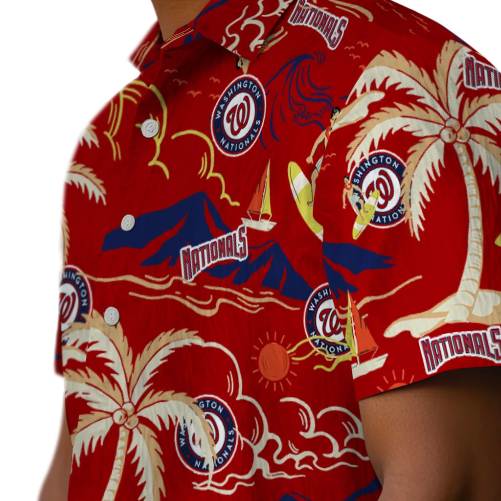 Washington Nationals Hawaiian Shirt - Palm Tree Island | Moonbestprint