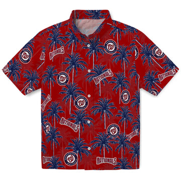 Washington Nationals Hawaiian Shirt - Palm Tree Motif | Moonbestprint