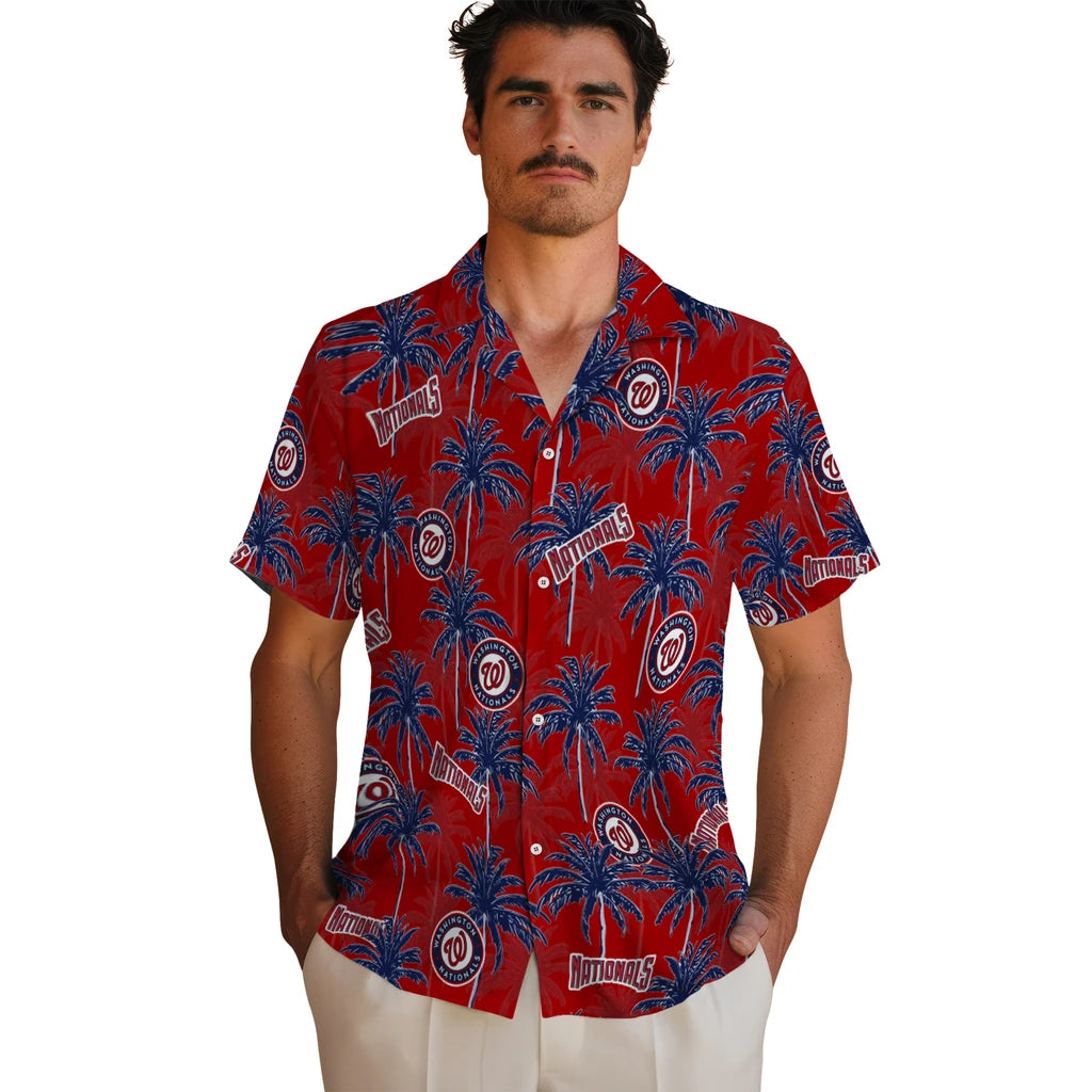Washington Nationals Hawaiian Shirt - Palm Tree Motif | Moonbestprint