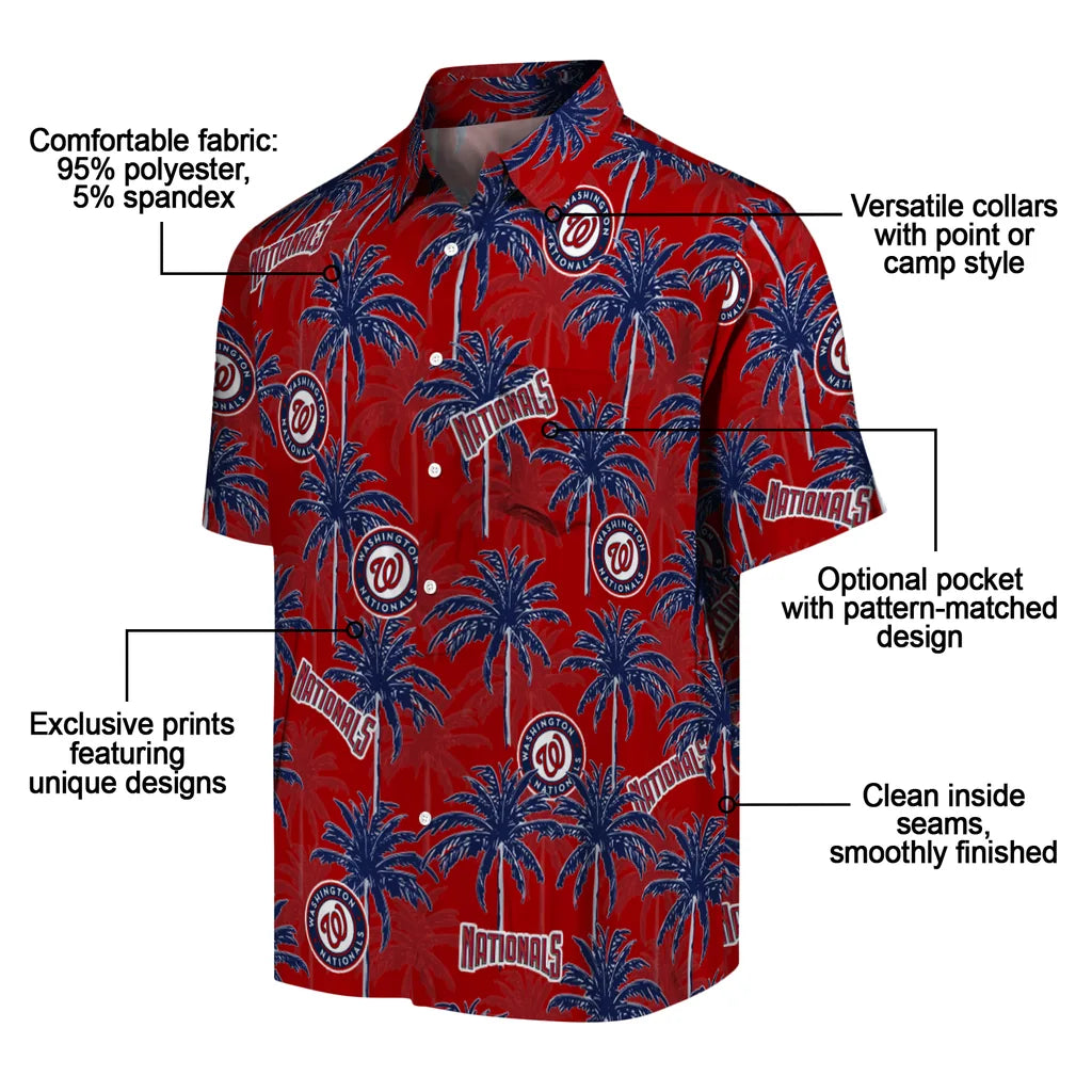 Washington Nationals Hawaiian Shirt - Palm Tree Motif | Moonbestprint
