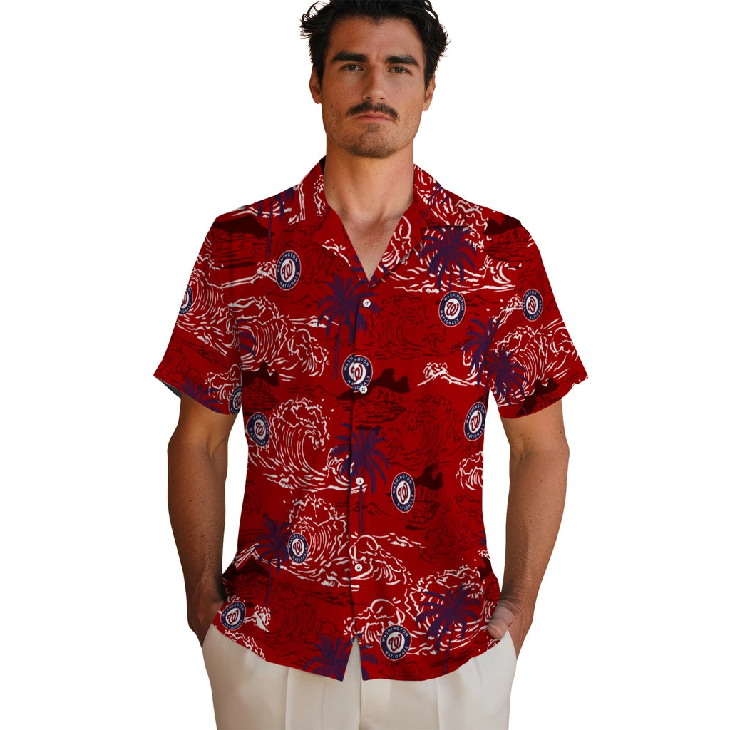 Washington Nationals Hawaiian Shirt - Wave Palm | Moonbestprint